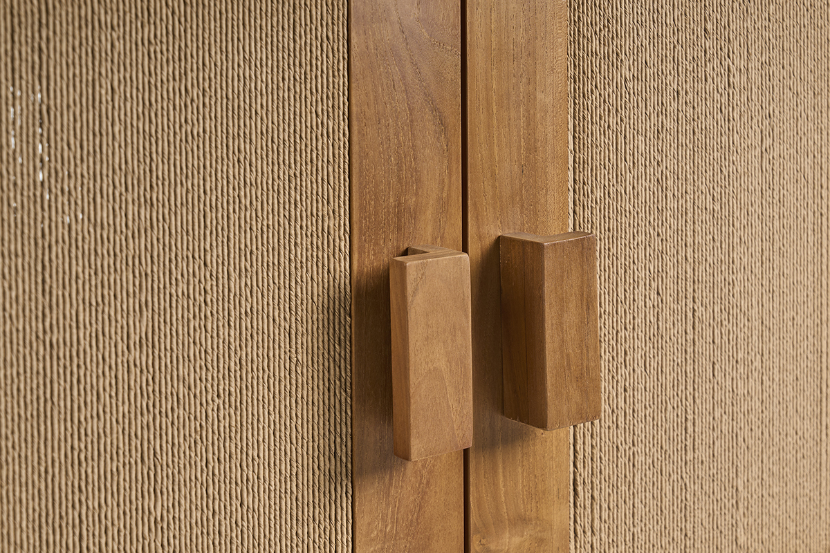 Meuble de salle de bain en bois teck massif et corde tress�e L80 cm MOSSA