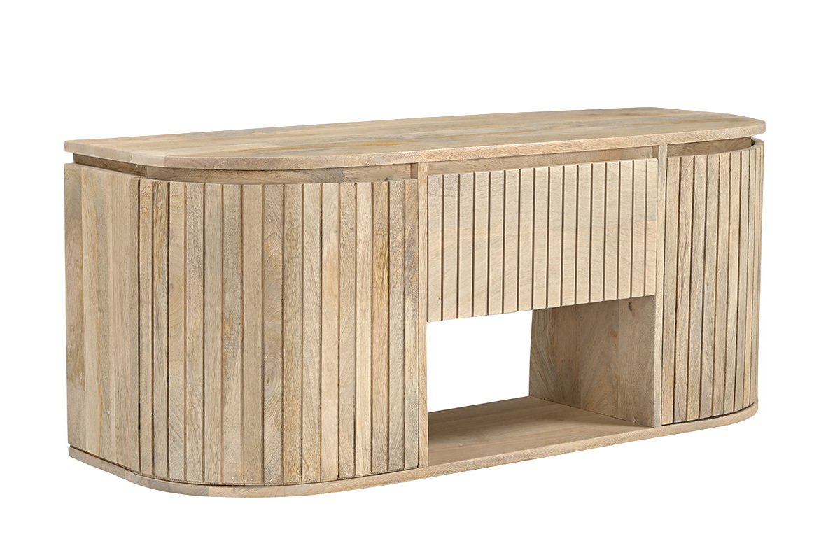 Meuble de salle de bain suspendu en bois manguier massif L110 cm BALDO