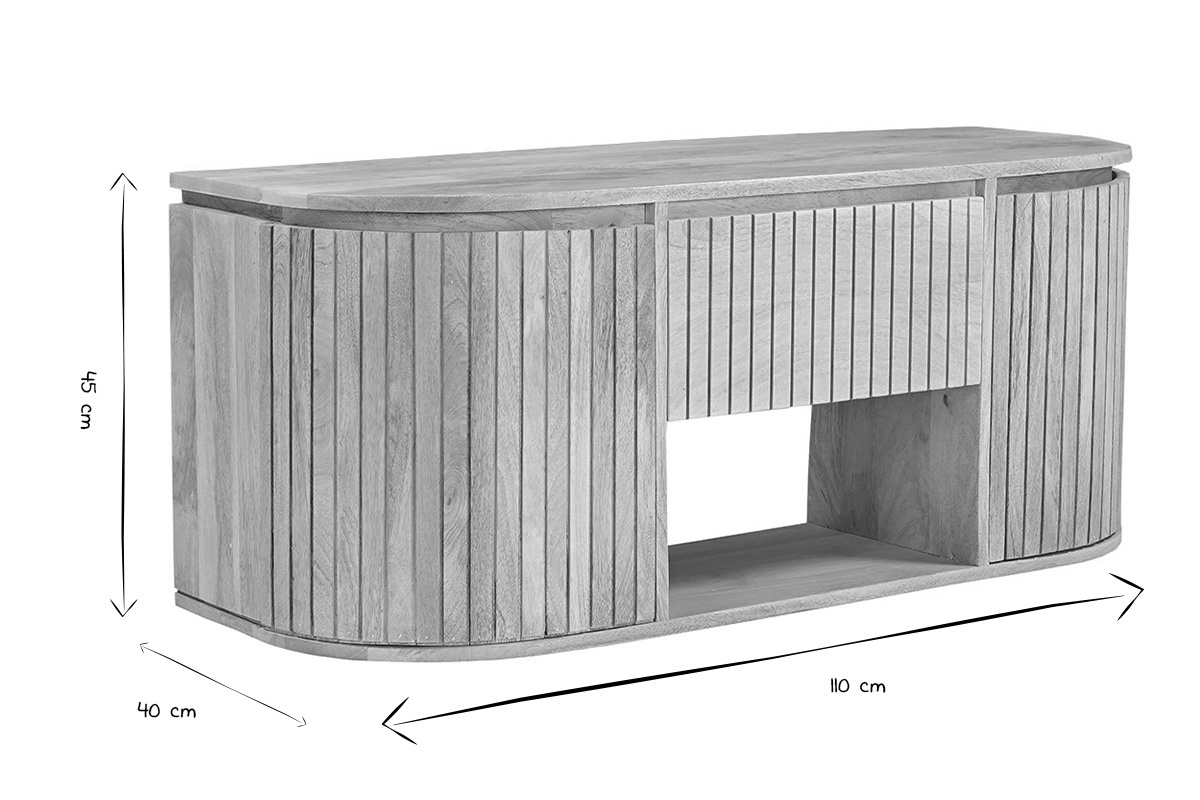 Meuble de salle de bain suspendu en bois manguier massif L110 cm BALDO