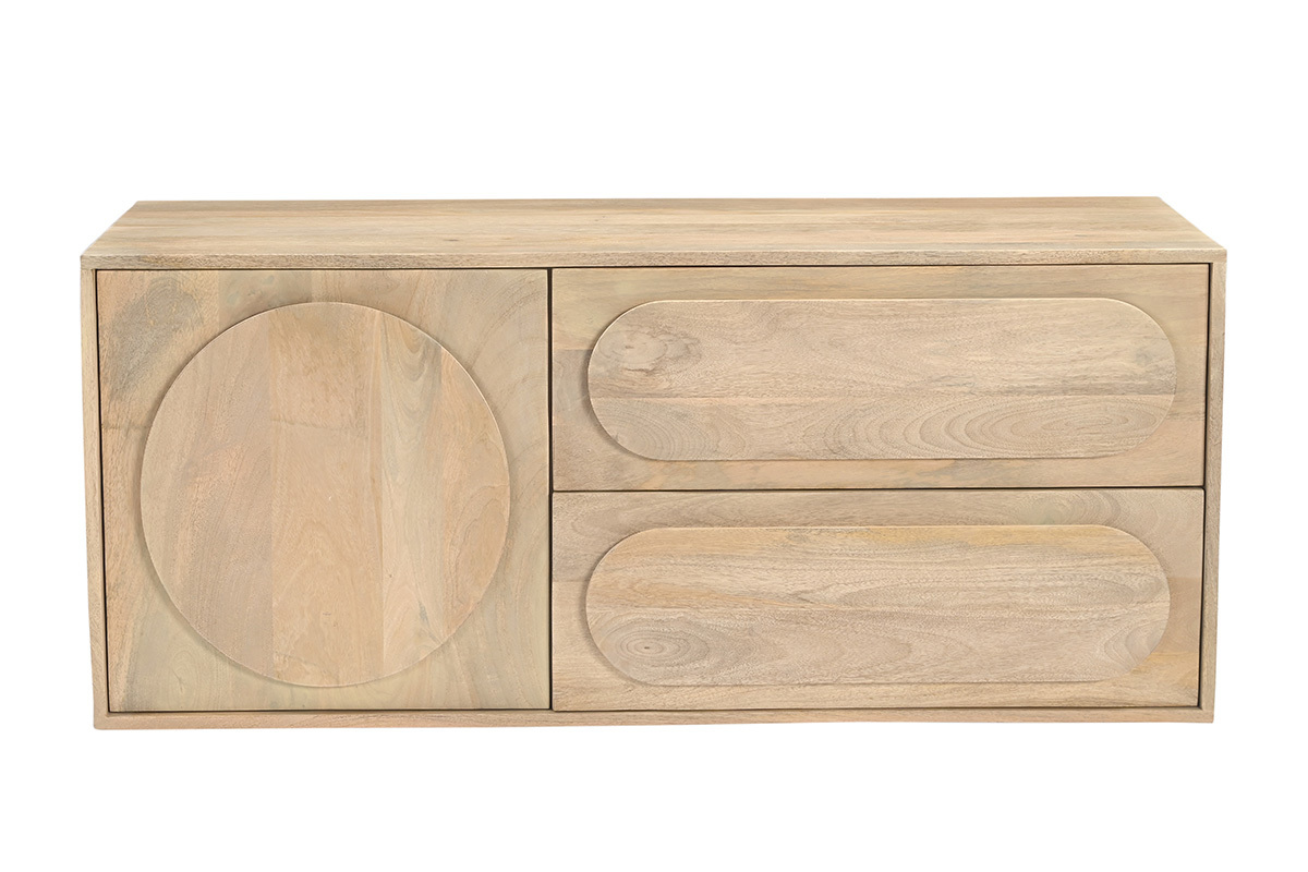 Meuble de salle de bain suspendu en bois manguier massif L120 cm SLAPPA