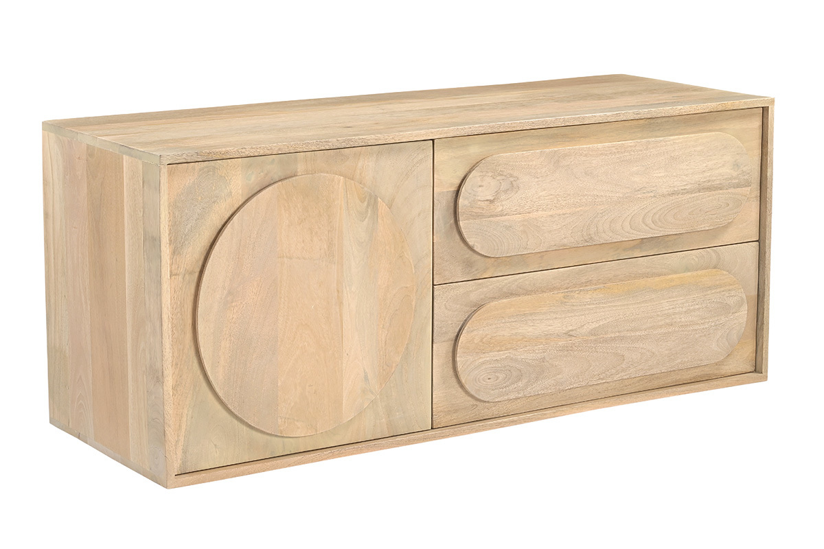 Meuble de salle de bain suspendu en bois manguier massif L120 cm SLAPPA