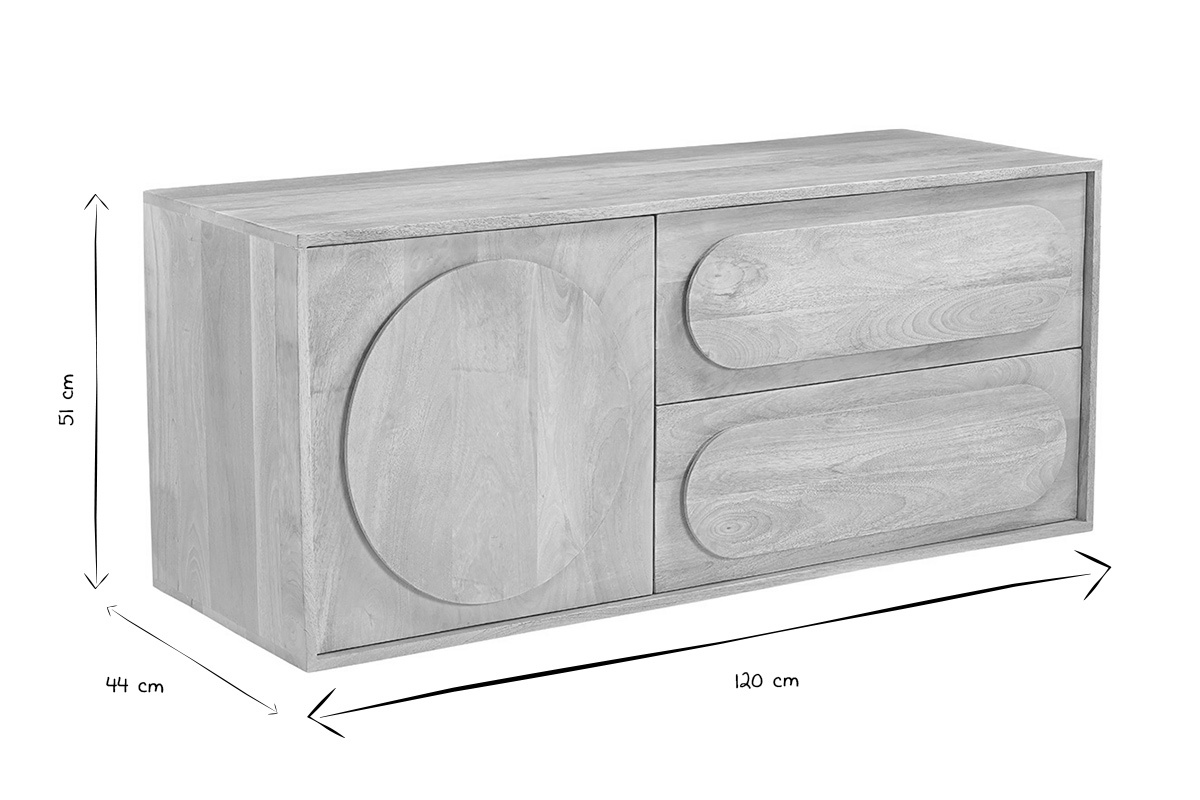 Meuble de salle de bain suspendu en bois manguier massif L120 cm SLAPPA