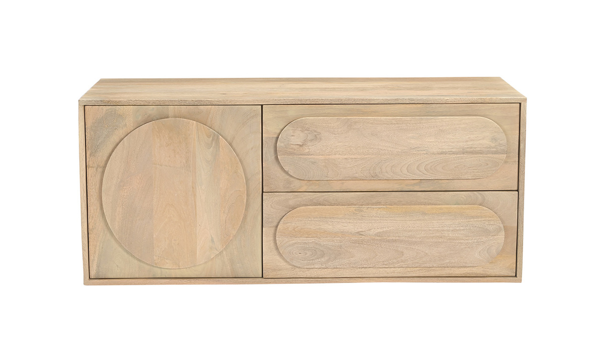Meuble de salle de bain suspendu en bois manguier massif L120 cm SLAPPA