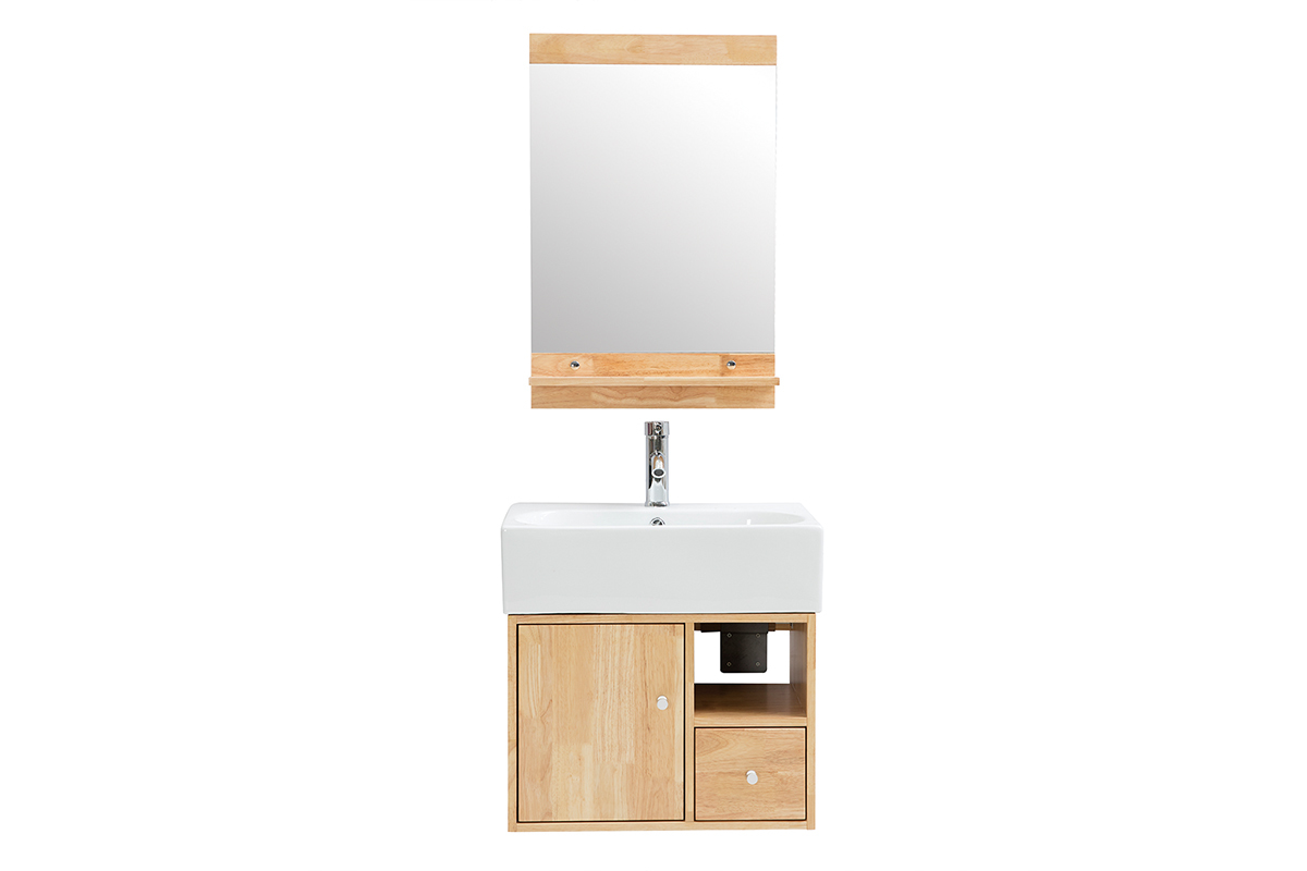 Meuble de salle de bain : vasque, meuble sous-vasque et miroir EVAN