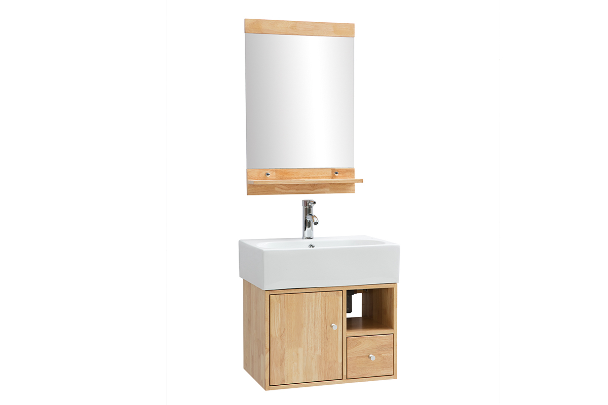 Meuble de salle de bain : vasque, meuble sous-vasque et miroir EVAN