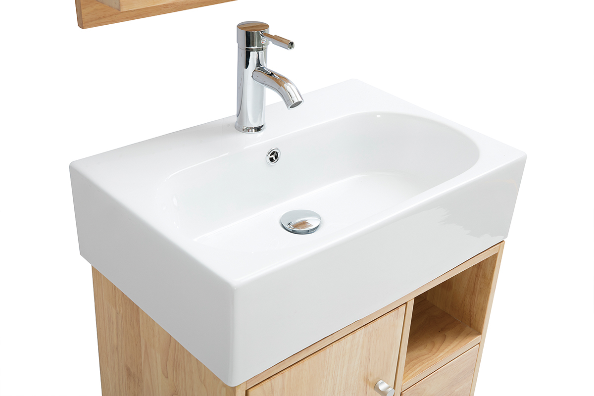 Meuble de salle de bain : vasque, meuble sous-vasque et miroir EVAN