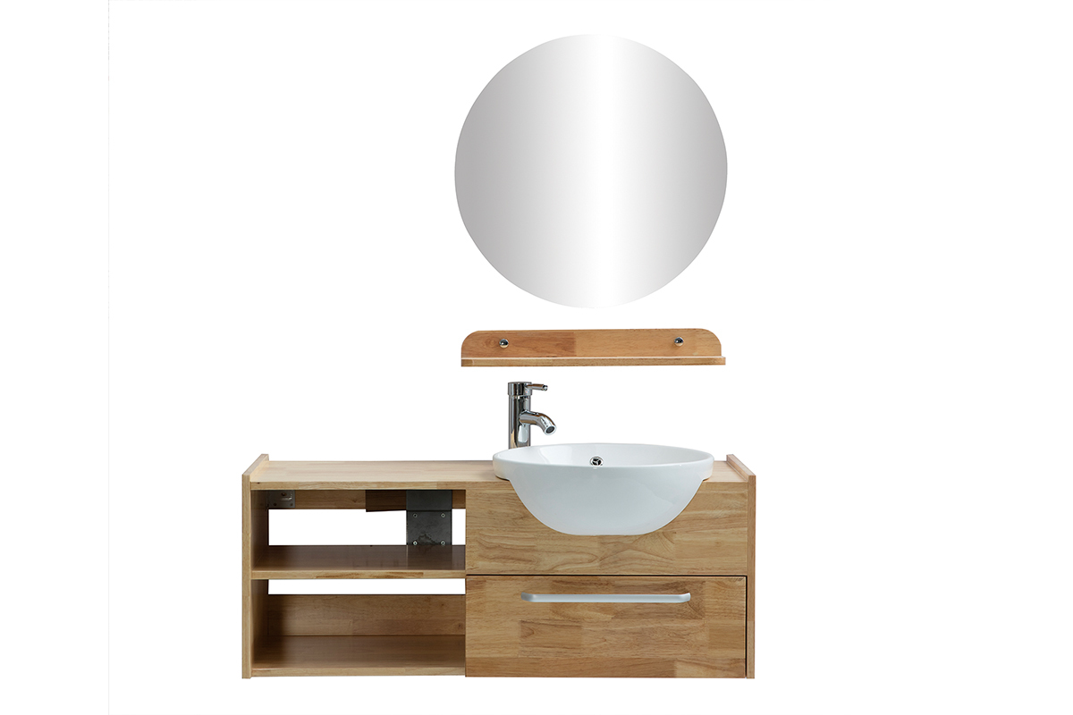 Meuble de salle de bain : vasque, meuble sous-vasque, tagre et miroir EYTAN