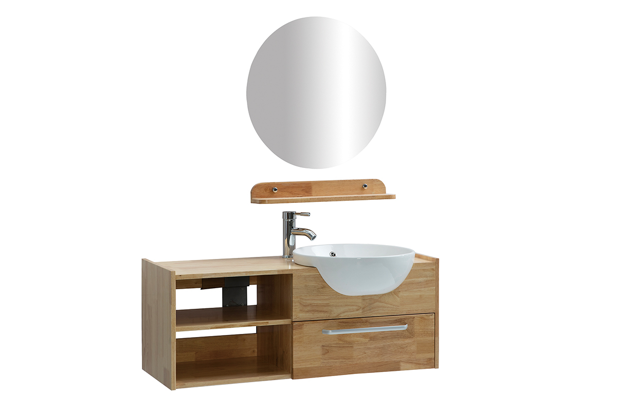 Meuble de salle de bain : vasque, meuble sous-vasque, tagre et miroir EYTAN