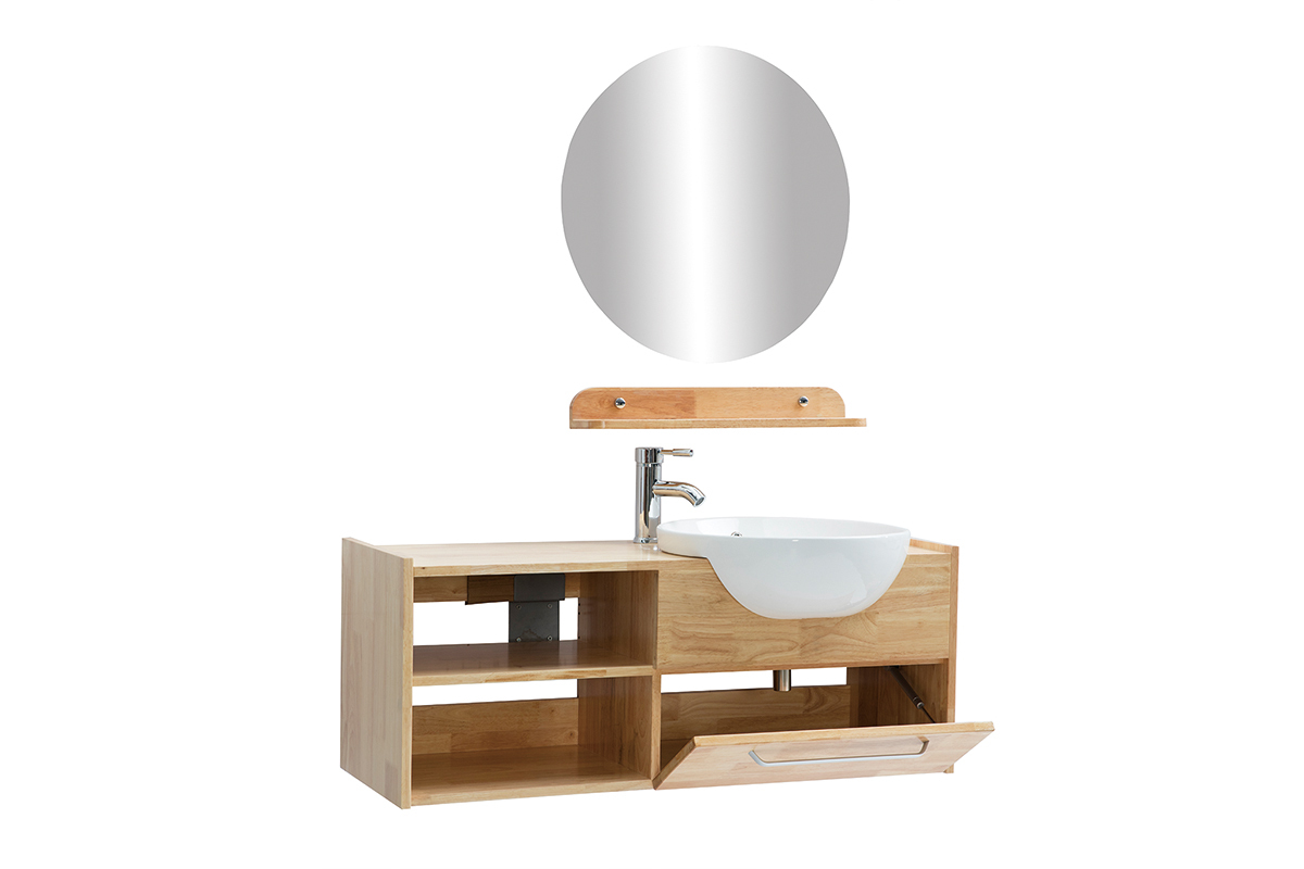 Meuble de salle de bain : vasque, meuble sous-vasque, tagre et miroir EYTAN