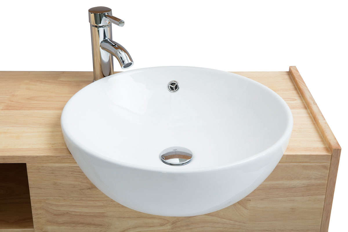 Meuble de salle de bain : vasque, meuble sous-vasque, tagre et miroir EYTAN