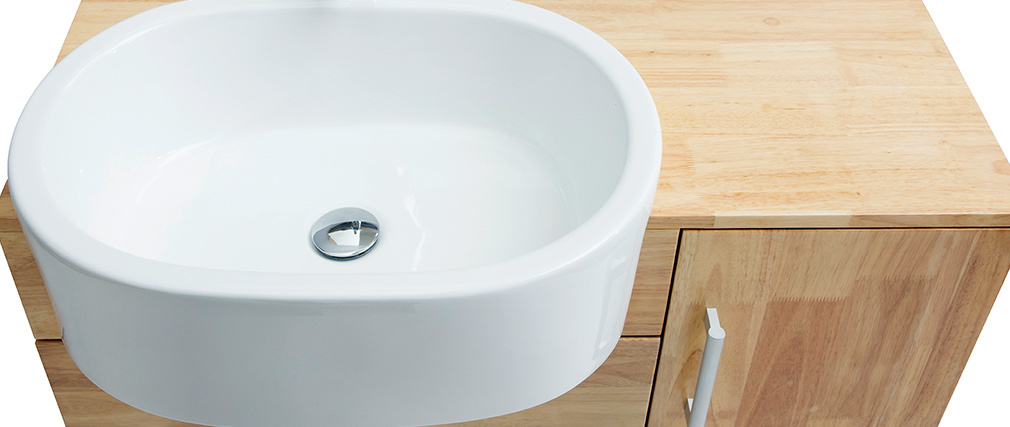 Meuble de salle de bain : vasque, meuble sous-vasque, �tag�res et miroir NIVAN