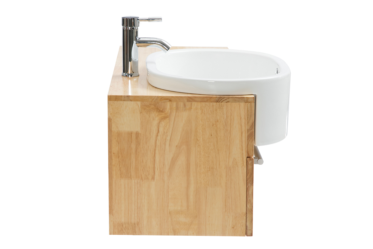 Meuble de salle de bain : vasque, meuble sous-vasque, tagres et miroir NIVAN