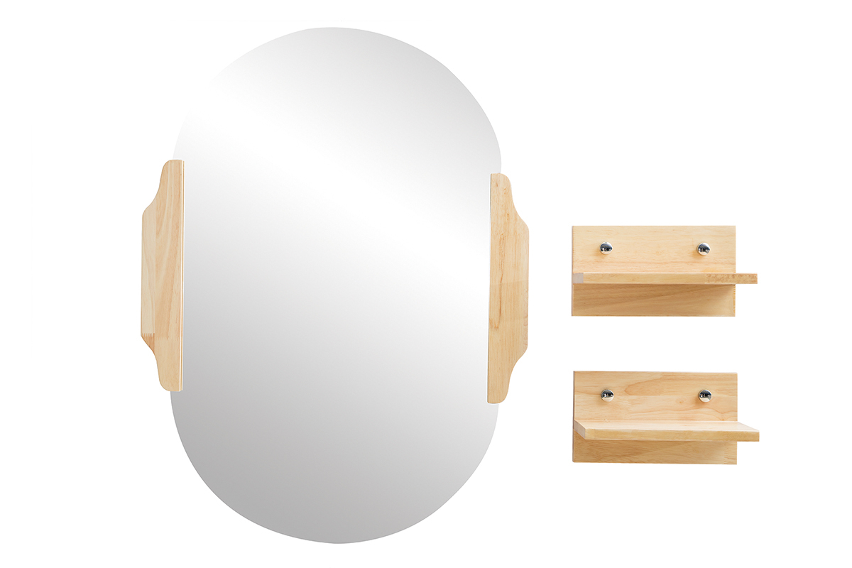 Meuble de salle de bain : vasque, meuble sous-vasque, tagres et miroir NIVAN