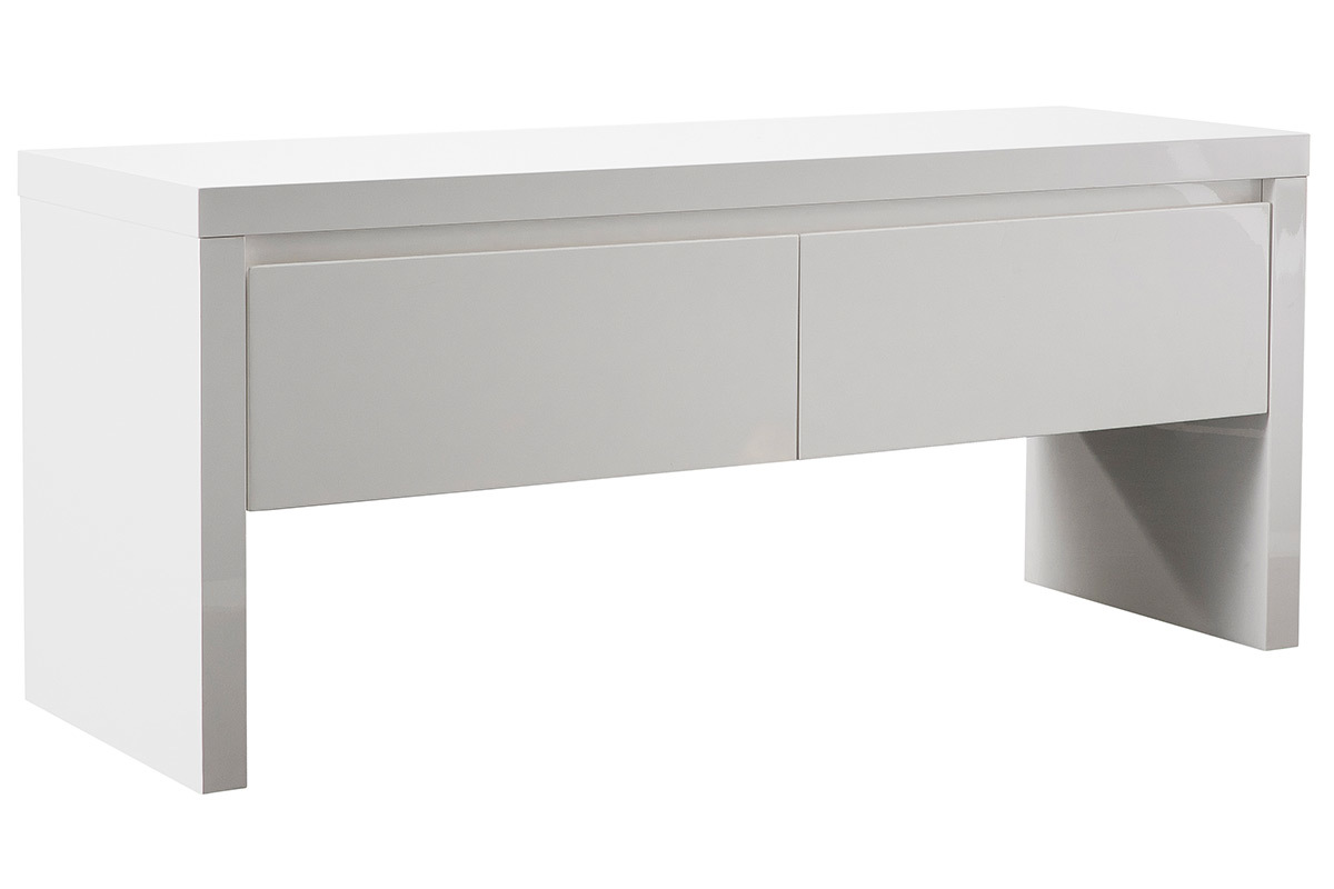 Meuble d'entr�e blanc laqu� avec rangements WELCOME