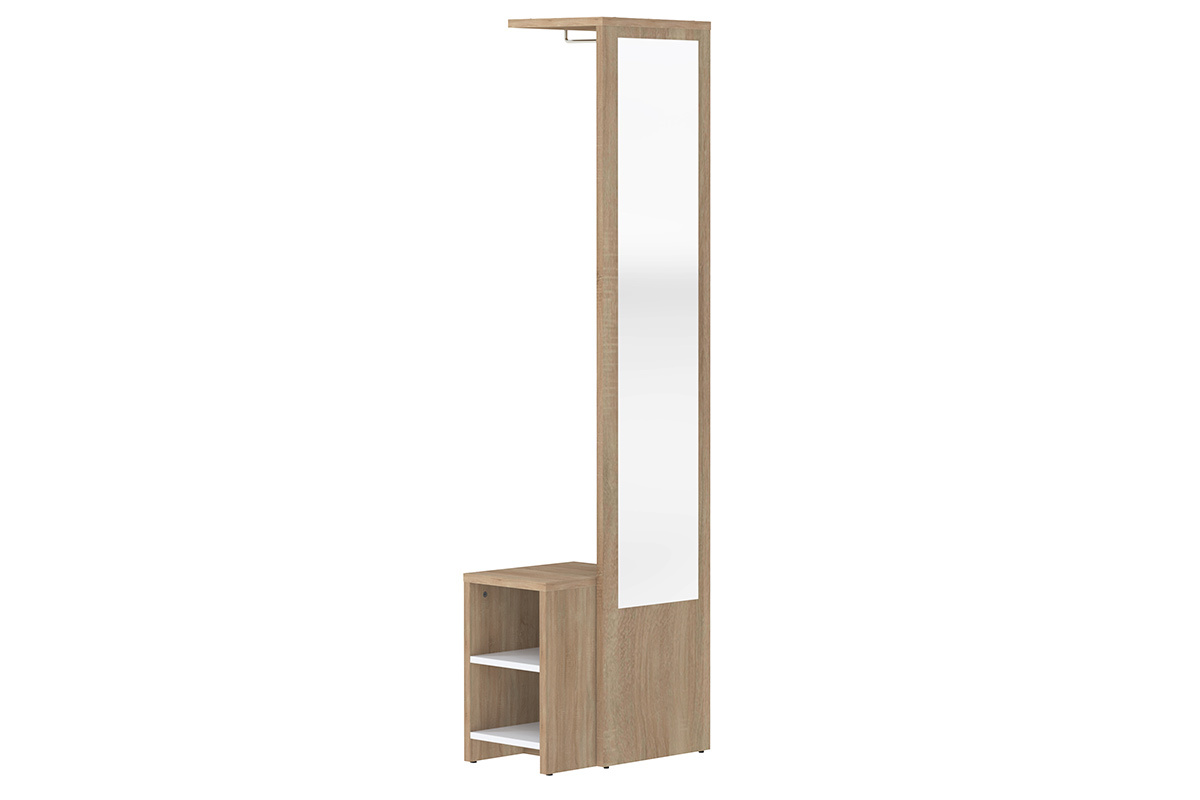 Meuble d'entr�e modulable avec penderie, miroir et �tag�res bois OLLY