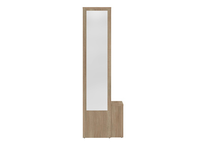 Meuble d'entr&eacute;e modulable avec penderie, miroir et &eacute;tag&egrave;res bois OLLY