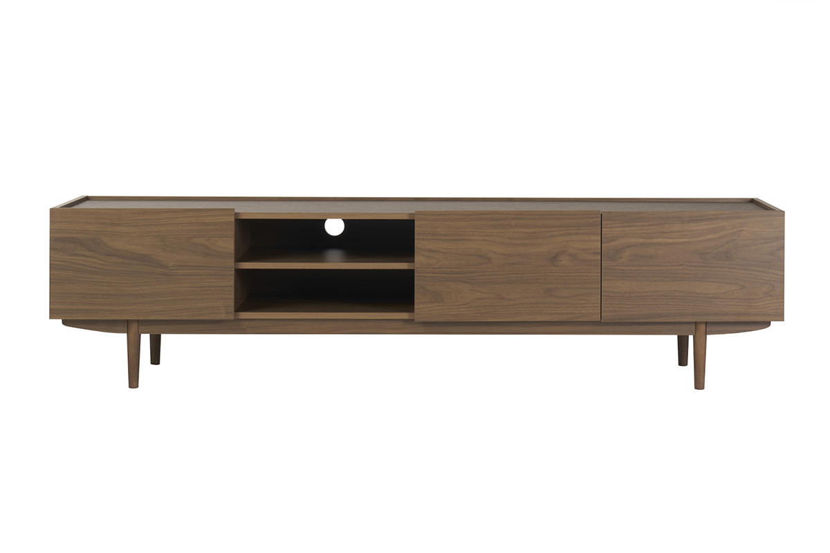 Meuble TV bois fonc noyer 3 portes L180 cm SANAA