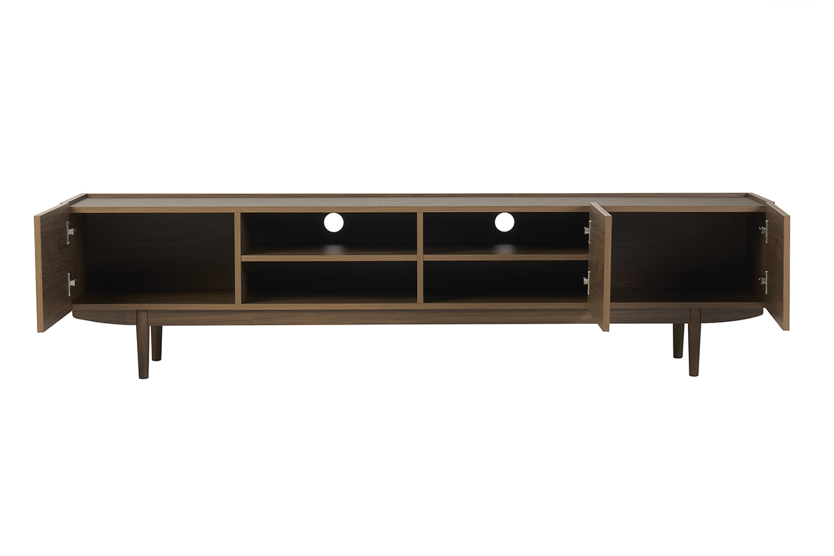 Meuble TV bois fonc noyer 3 portes L180 cm SANAA