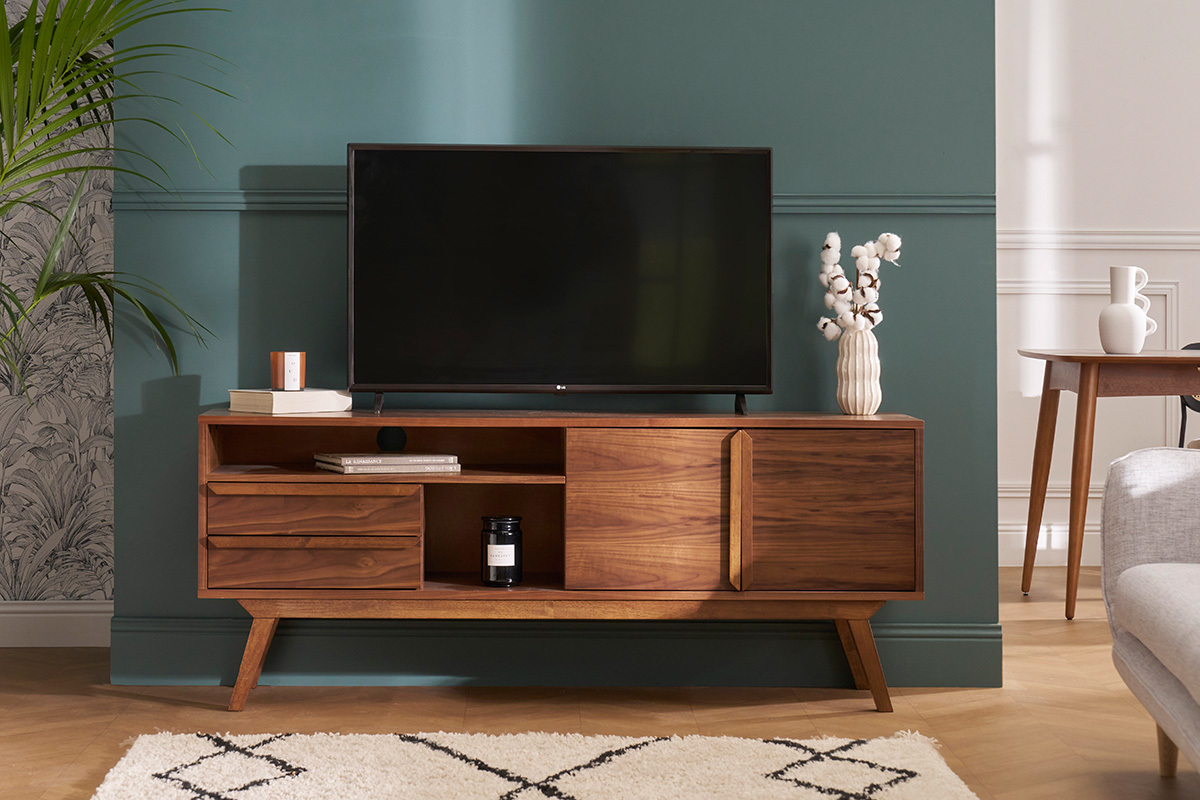 Meuble TV - Buffet vintage bois fonc noyer L160 cm VOLVER