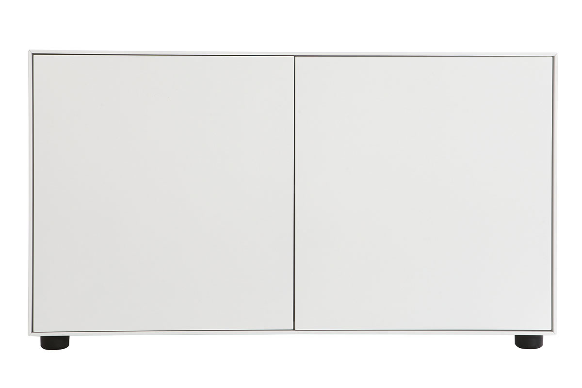 Meuble TV design 2 portes blanc mat L90 cm MARK