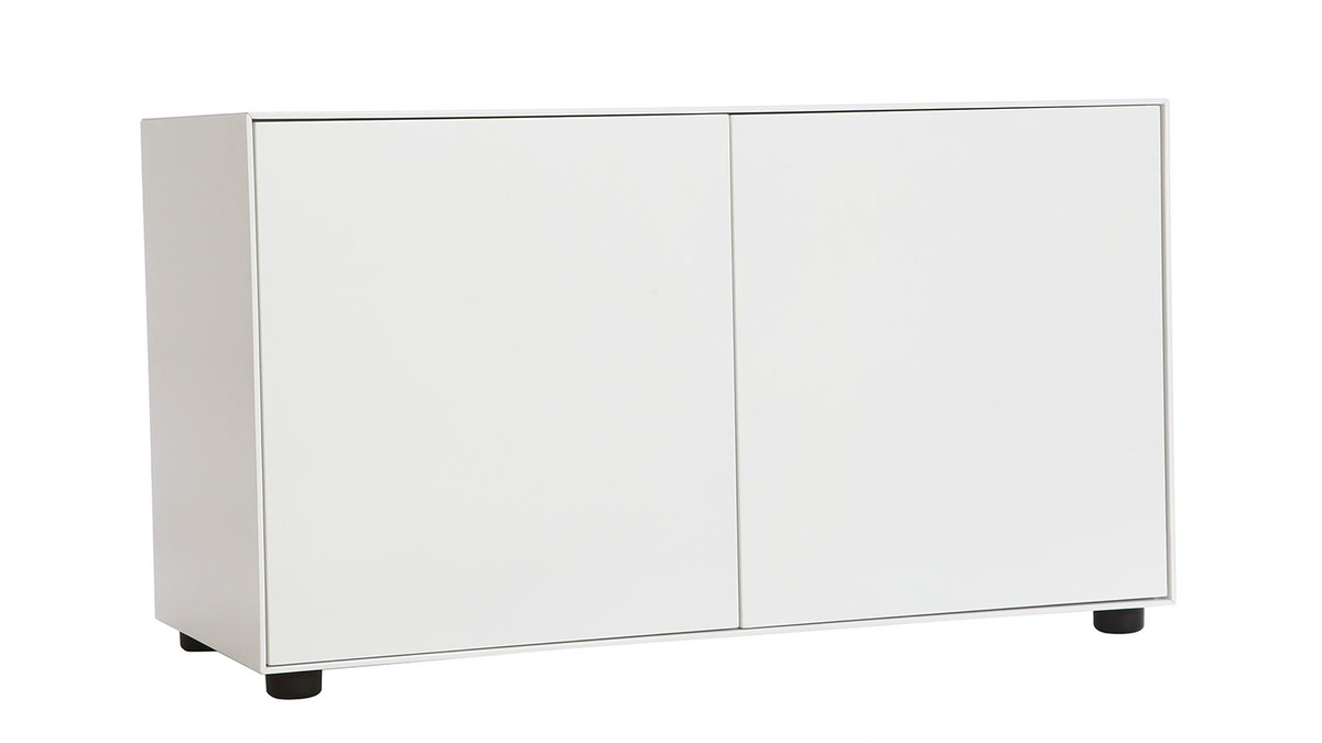 Meuble TV design 2 portes blanc mat L90 cm MARK