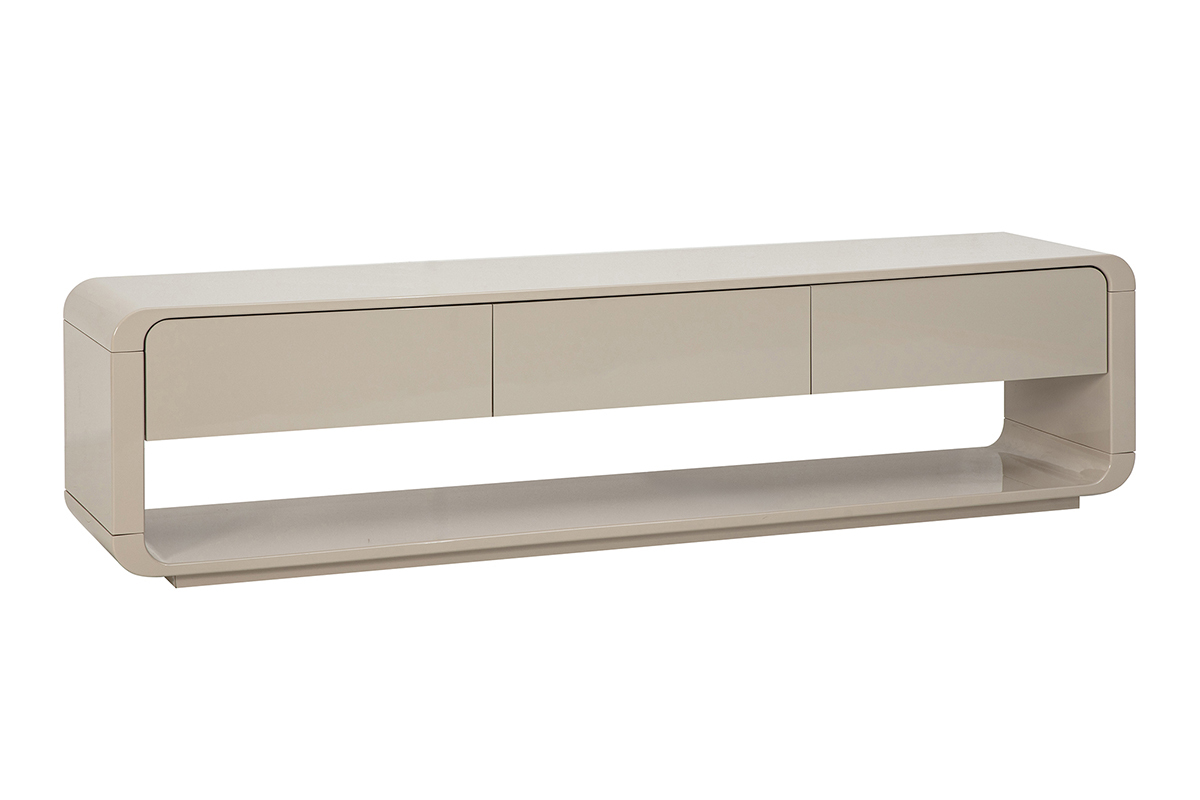 Meuble TV design beige brillant 3 tiroirs L179.5 cm SAILOR