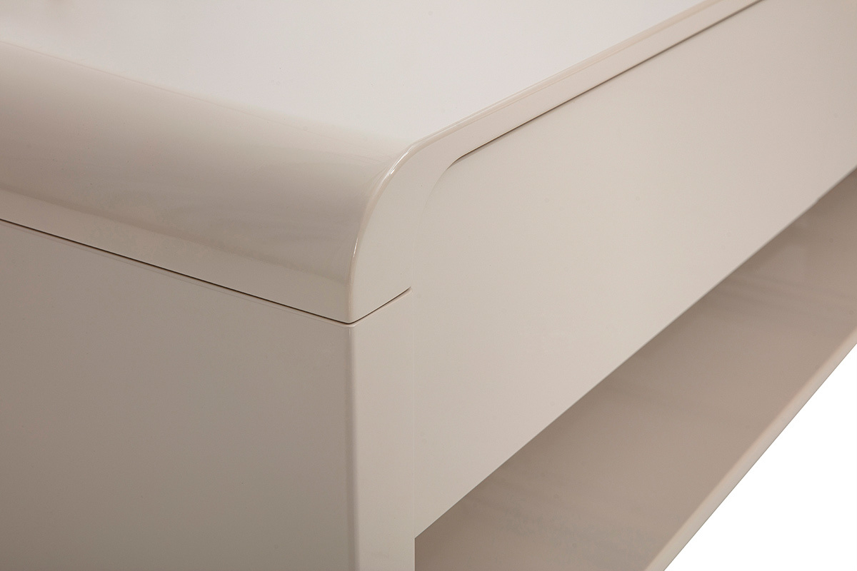 Meuble TV design beige brillant 3 tiroirs L179.5 cm SAILOR