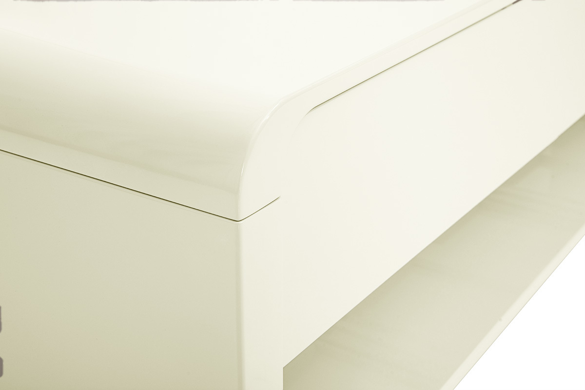 Meuble TV design beige laqu� brillant 3 tiroirs L179.5 cm SAILOR