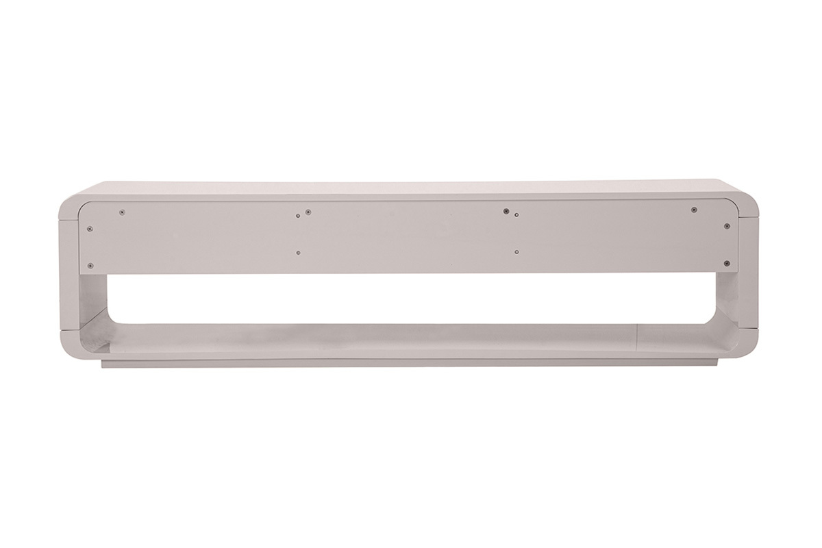 Meuble TV design beige laqu� brillant 3 tiroirs L179.5 cm SAILOR