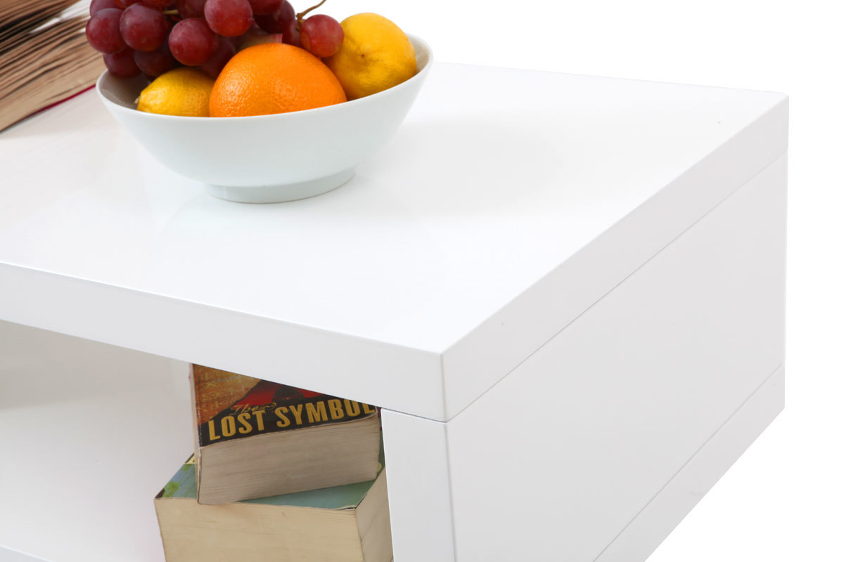 Meuble TV design blanc  laqu brillant L120 cm NEXY