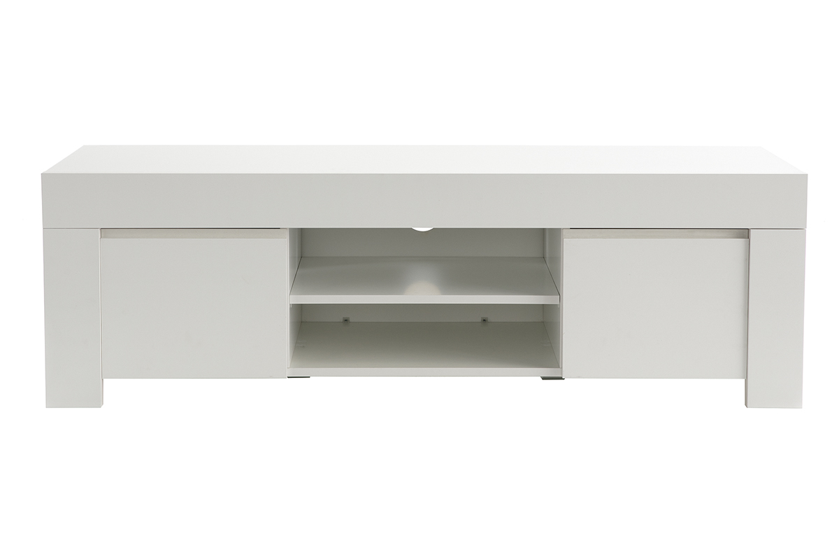 Meuble TV design blanc mat L138 cm TINO