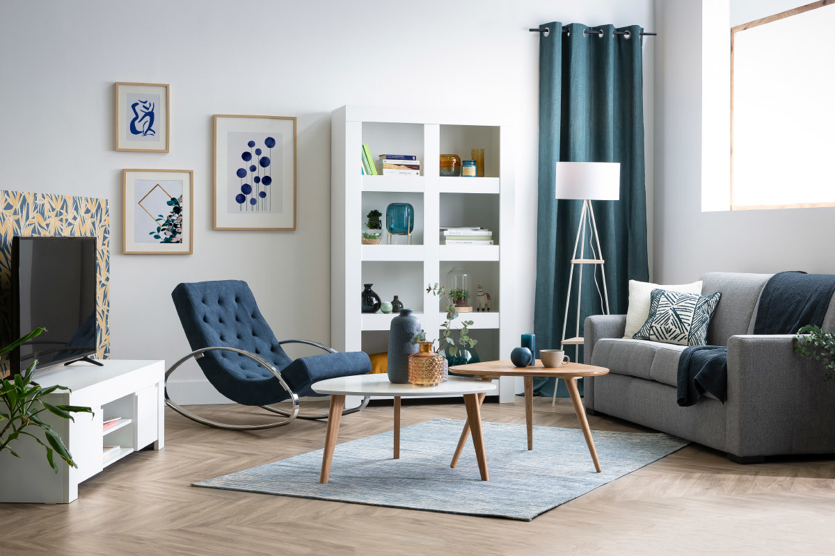 Meuble TV design blanc mat L138 cm TINO