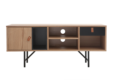 Meuble TV design bois chêne et noir OFICI - Meuble TV design bois chêne et noir OFICI