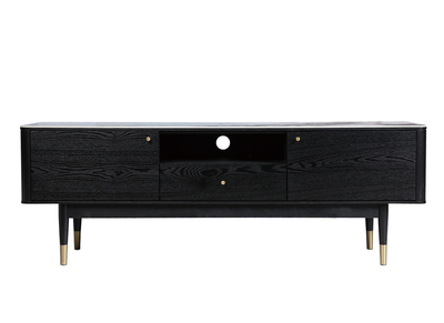 Meuble TV design effet marbre et pieds dor&eacute;s ALLURE