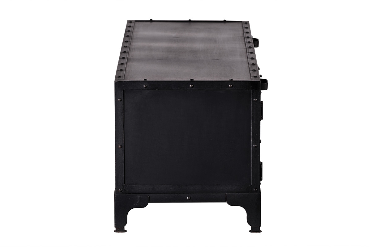 Meuble TV design en mtal noir 150 cm FACTORY