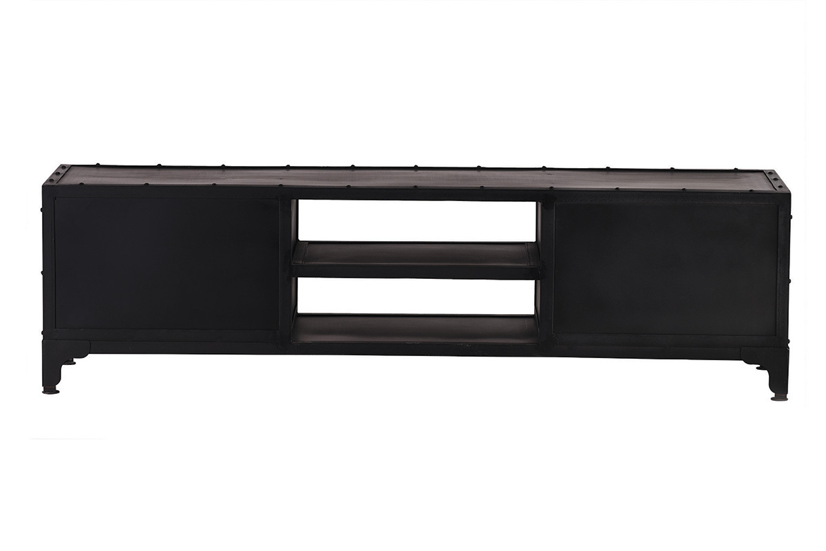 Meuble TV design en mtal noir 150 cm FACTORY
