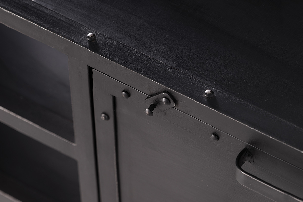 Meuble TV design en mtal noir 150 cm FACTORY
