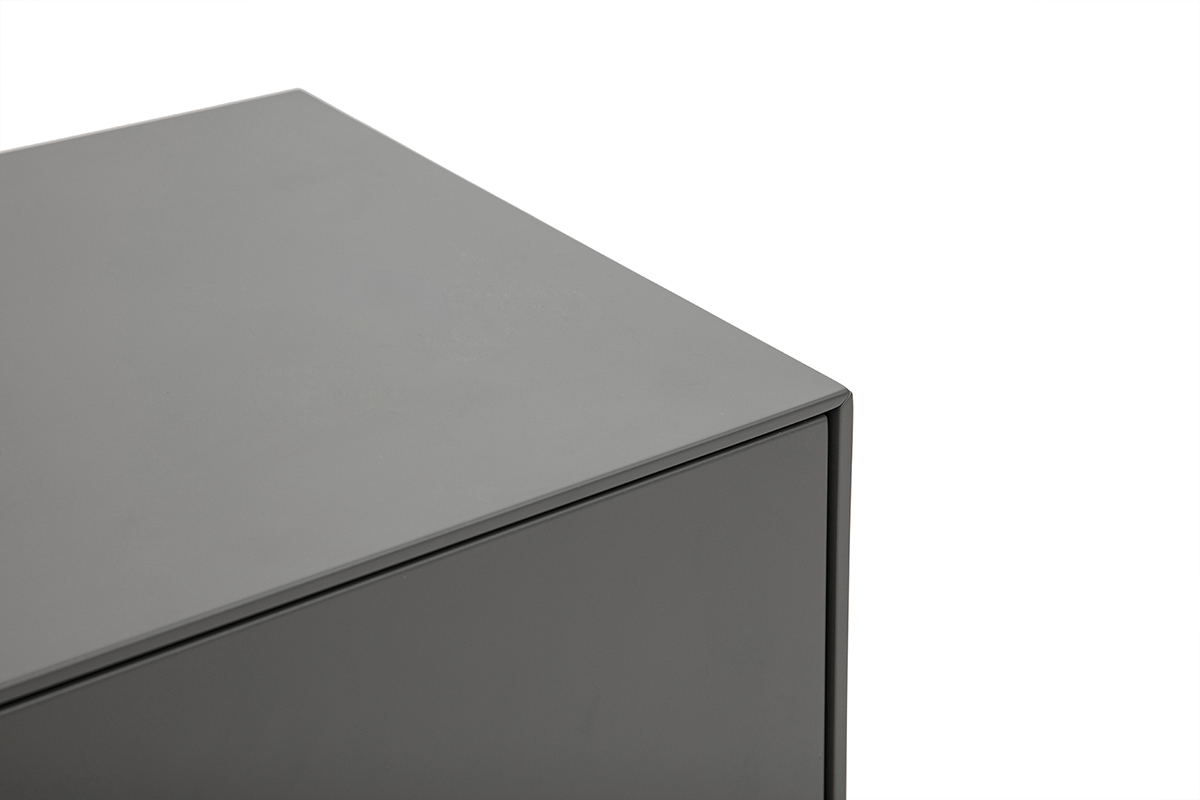 Meuble TV design gris brillant avec rangements L180 cm GRAY