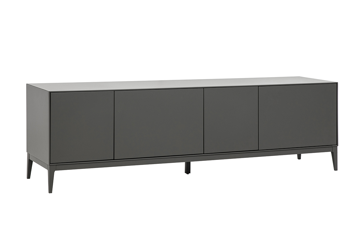 Meuble TV design gris brillant avec rangements L180 cm GRAY