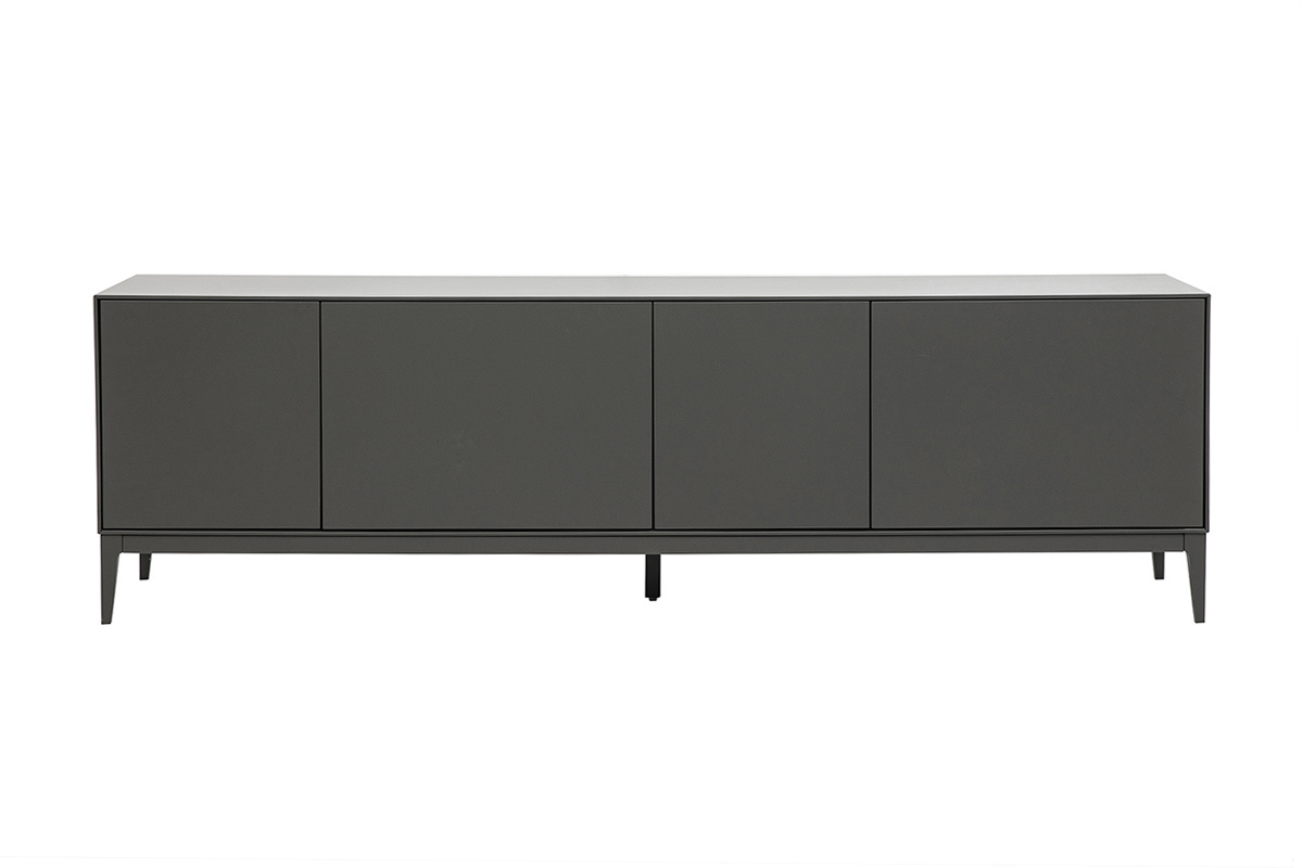 Meuble TV design gris brillant avec rangements L180 cm GRAY