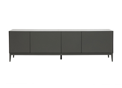 Meuble TV design gris laqu&eacute; brillant avec rangements L180 cm GRAY