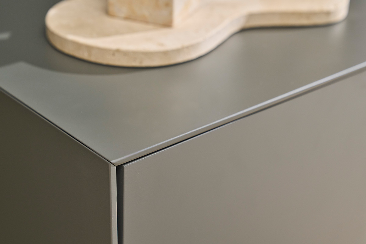 Meuble TV design gris laqu� mat avec rangements L180 cm GRAY