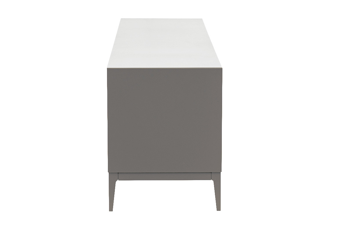 Meuble TV design gris laqu� mat avec rangements L180 cm GRAY