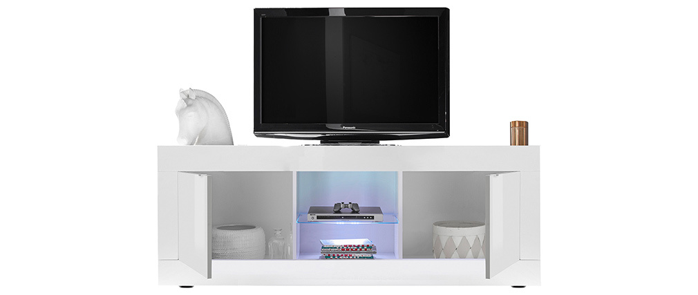 Meuble TV design laqué blanc 180 cm LATTE