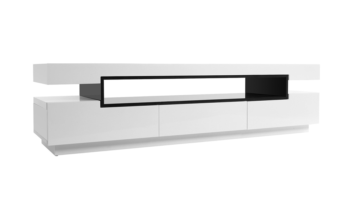 Meuble TV design laqué blanc brillant LIVO