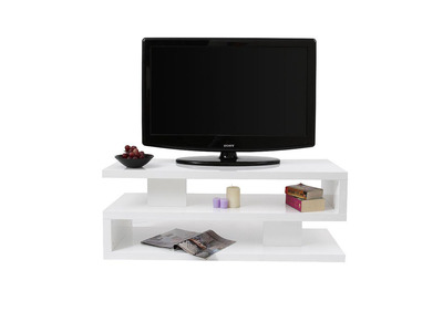 Meuble TV design laqu&eacute; brillant blanc NEXY