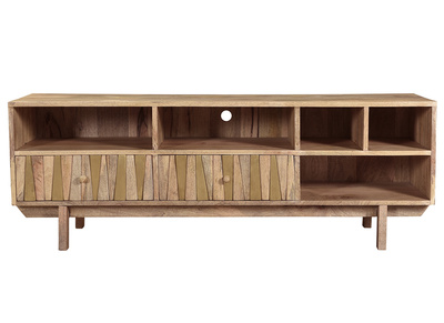 Meuble TV design manguier massif et laiton ZAIKA