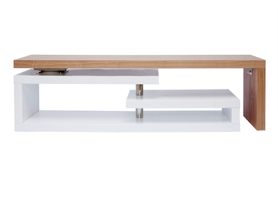 Meuble TV design modulable blanc et bois clair chêne L255 cm MAX