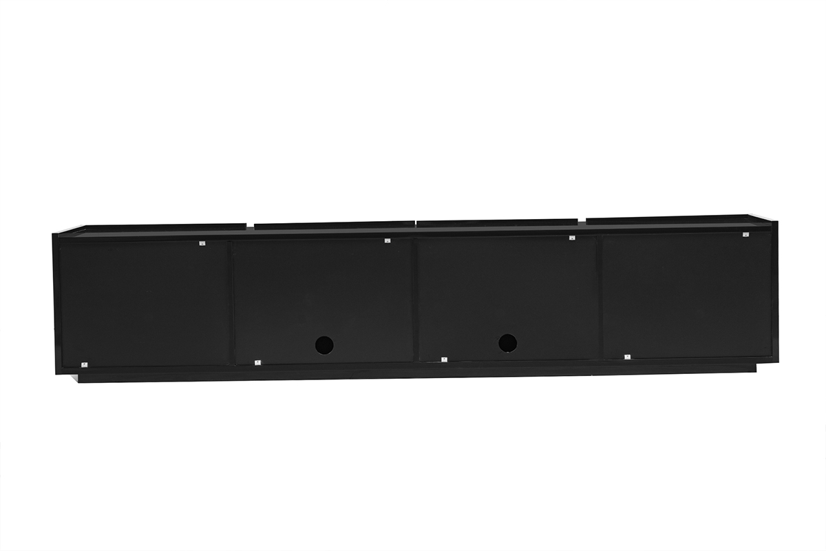 Meuble TV design noir laqu� brillant avec rangements L200 cm ISAURE