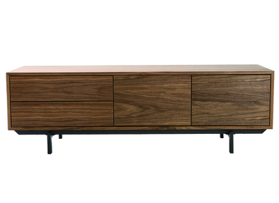 Meuble TV design vintage ferm&eacute; noyer MANNY